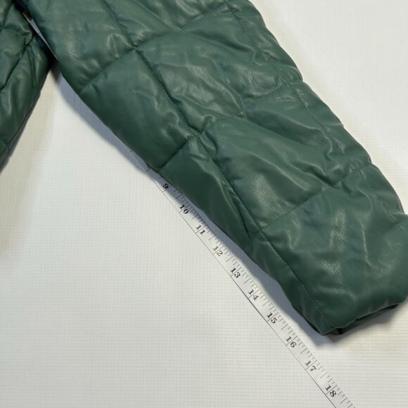Windsor Love Tree Vegan Leather Puffer Crop Jacket Womens Size Large, Green - Picture 16 of 16
